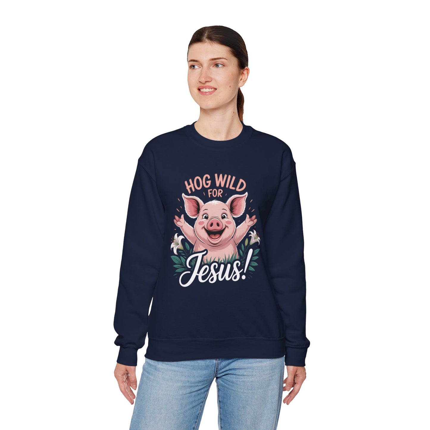 Hog Wild for Jesus | | Unisex Adult Crewneck Sweatshirt