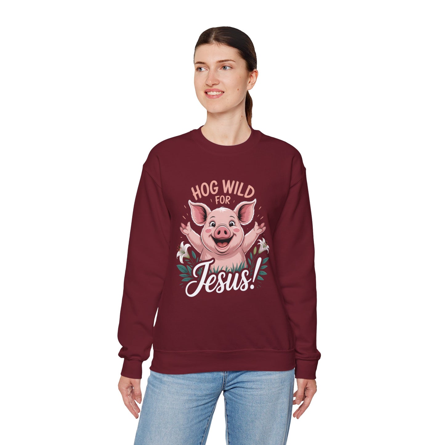 Hog Wild for Jesus | | Unisex Adult Crewneck Sweatshirt